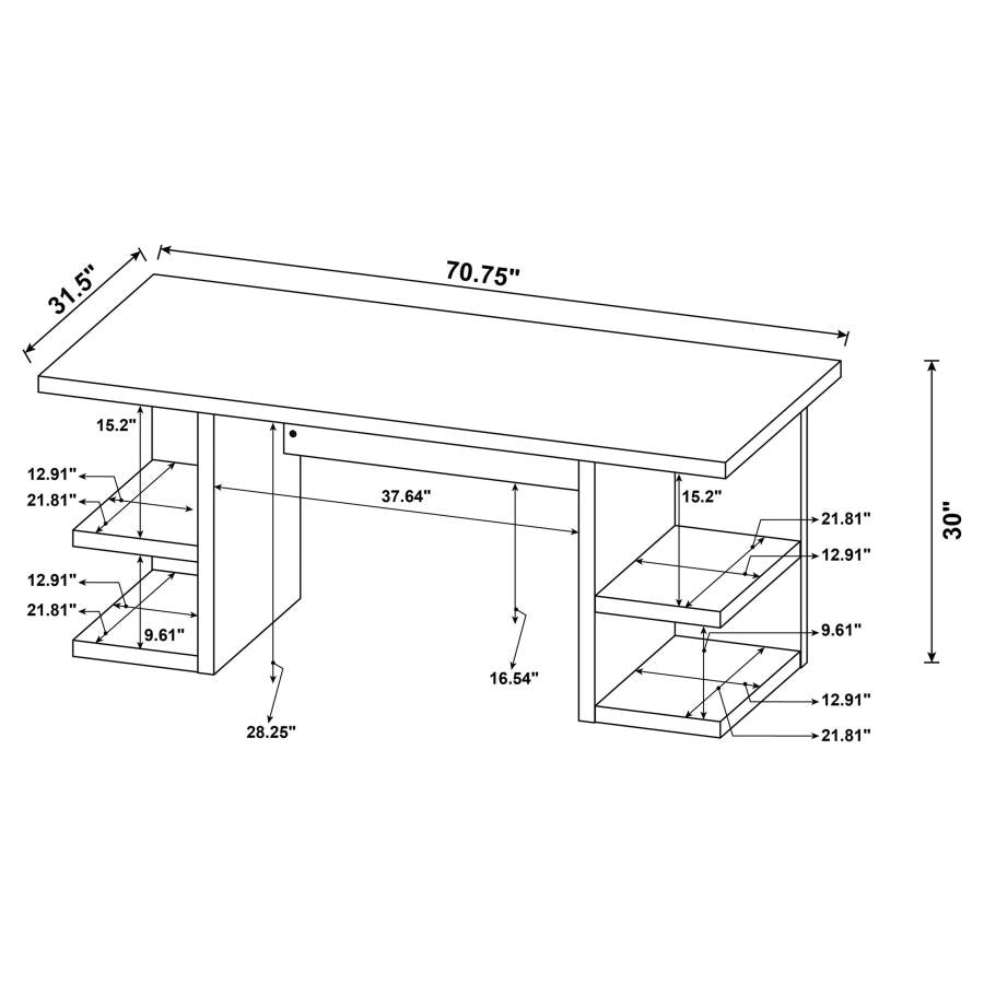 Alice 71-inch 4-shelf Engineered Wood Writing Desk White - 801455