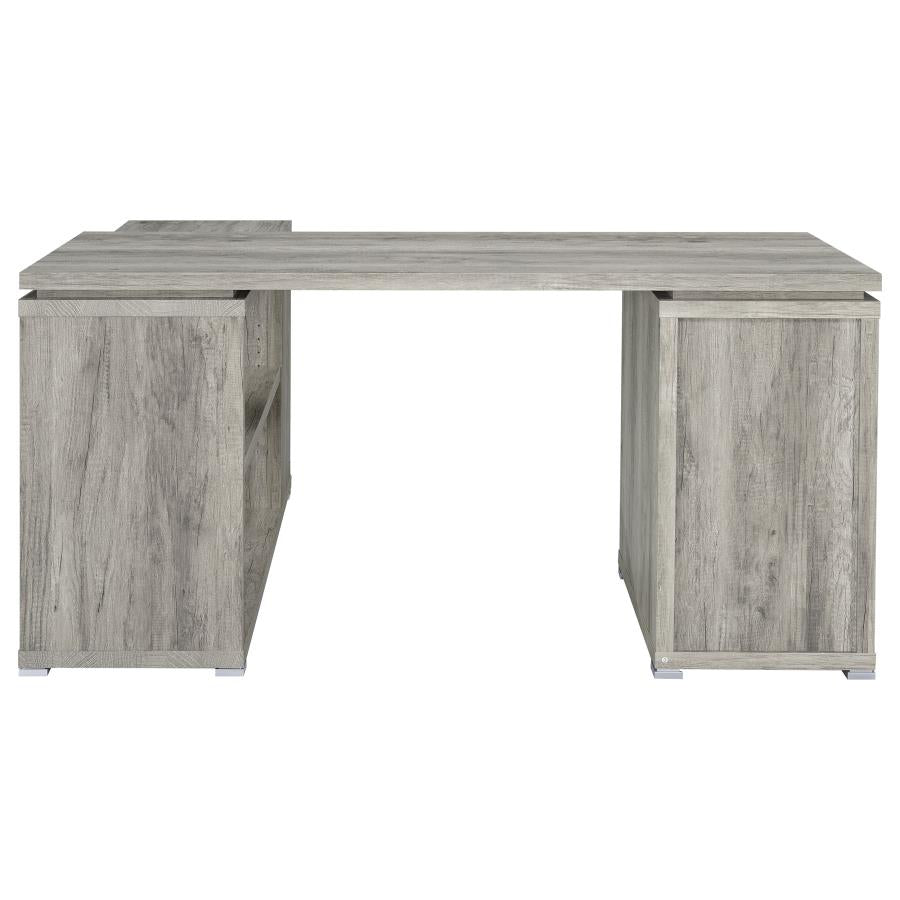 Yvette 60-inch 3-drawer L-Shape Computer Desk Grey Driftwood - 801516