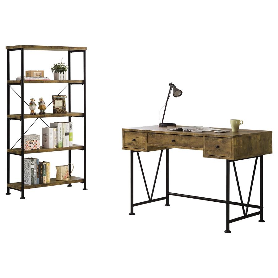 Analiese 2-piece Computer Desk Bookcase Set Rustic Nutmeg - 801541-S2