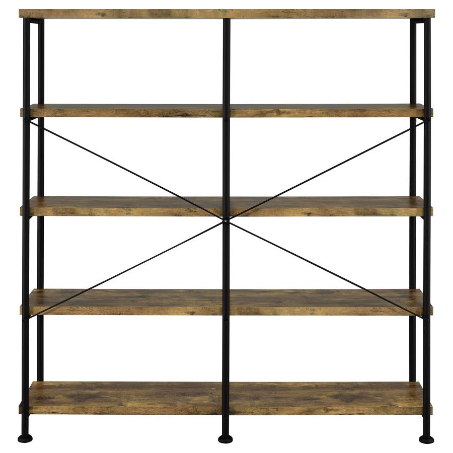 Analiese 63-inch 4-shelf Double Bookshelf Rustic Nutmeg - 801543