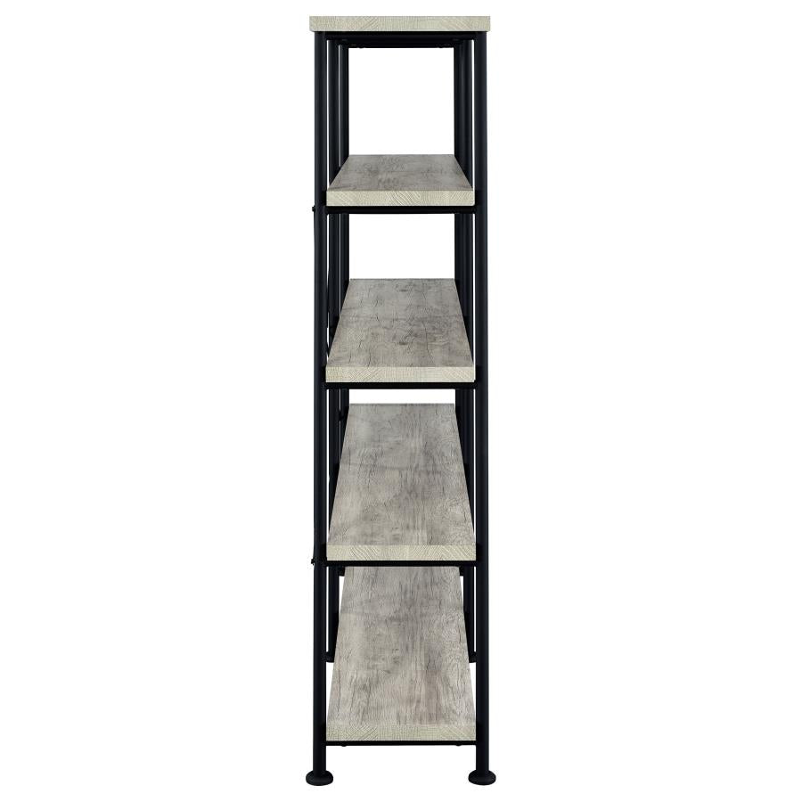 Analiese 63-inch 4-shelf Double Bookshelf Grey Driftwood - 801544