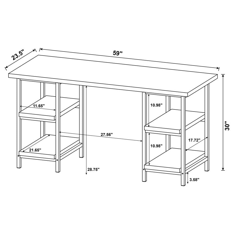 Kemper 59-inch 4-shelf Writing Desk Weathered Brown - 801551
