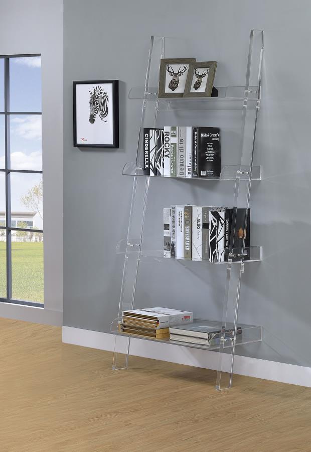 Amaturo 72-inch 4-shelf Acrylic Ladder Bookshelf Clear - 801553