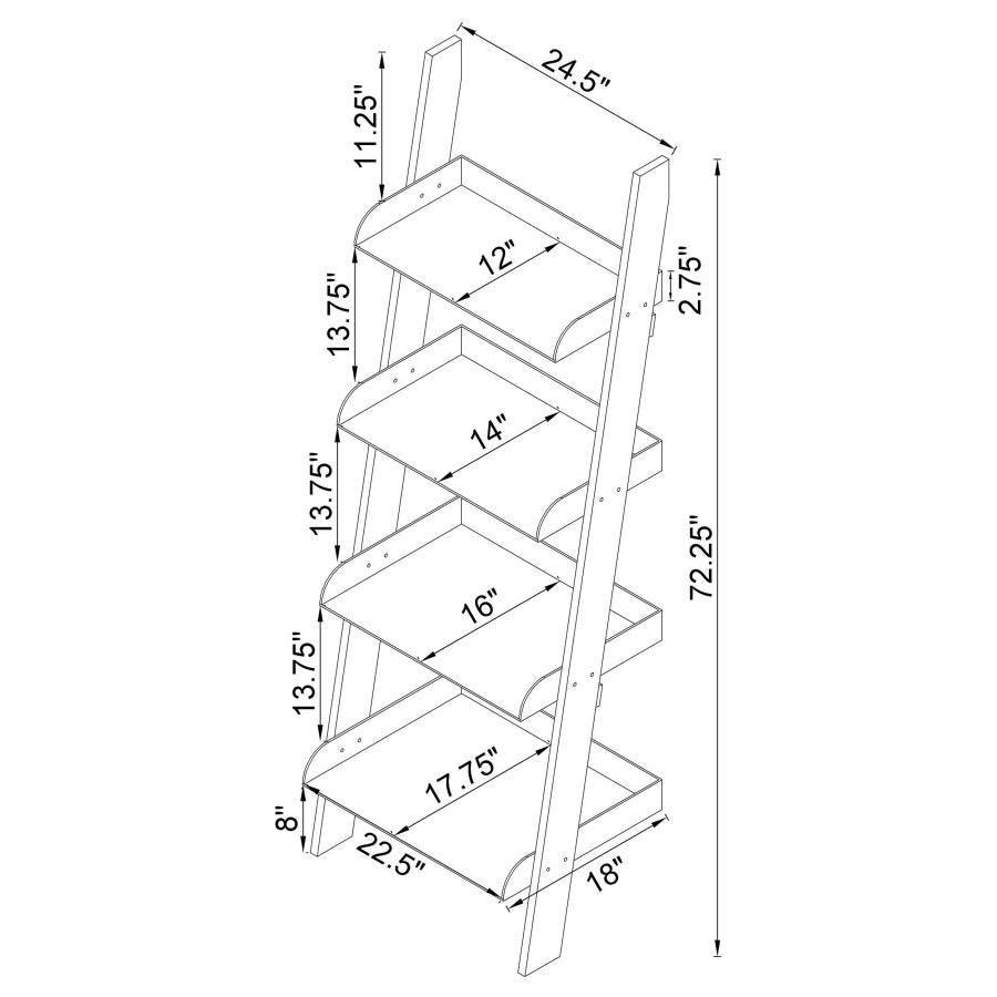 Amaturo 72-inch 4-shelf Acrylic Ladder Bookshelf Clear - 801553