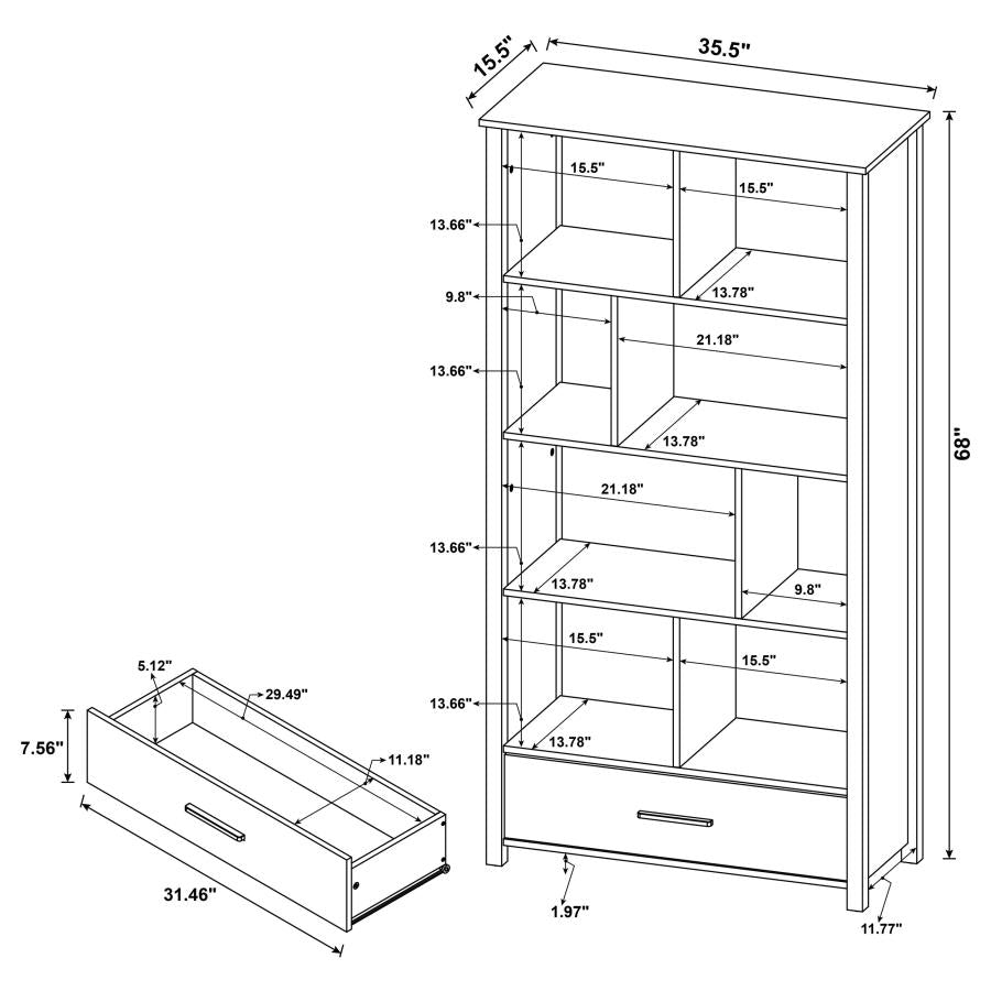 Dylan 68-inch 4-shelf Storage Bookshelf White High Gloss - 801574