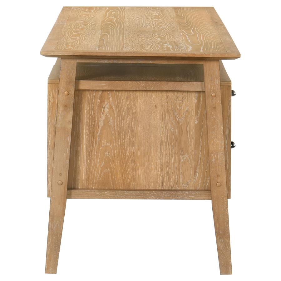 Goodson 64-inch 4-Drawer Double Pedestal Computer Desk Distressed Light Brown - 801587