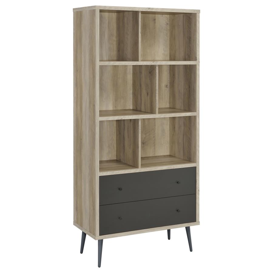 Maeve 70-inch 3-shelf Bookcase with Drawers Distressed Pine - 801923