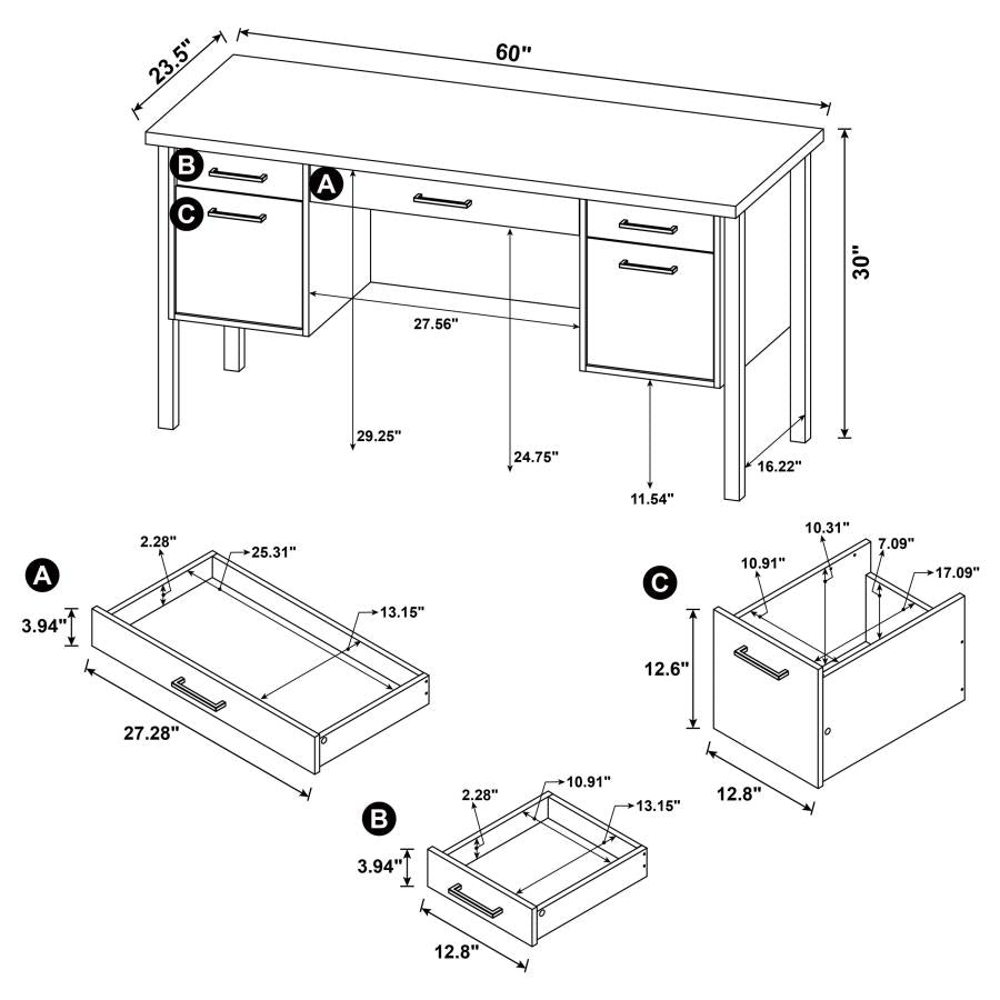 Samson 60-inch 4-drawer Office Computer Desk Weathered Oak - 801950