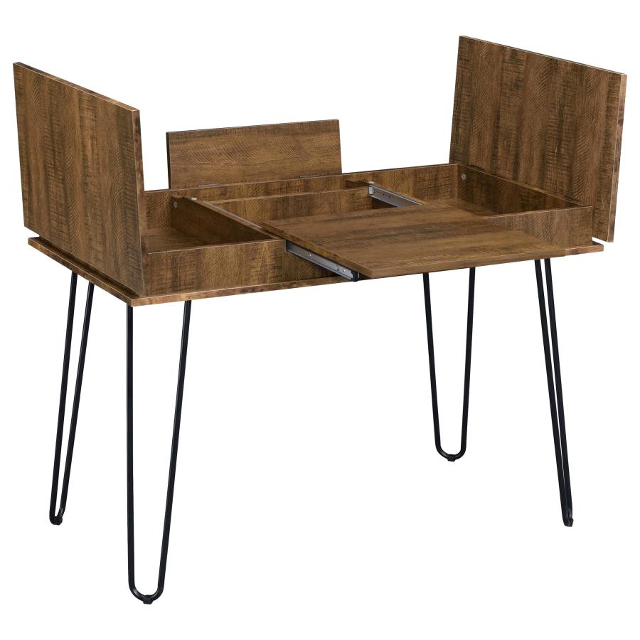 Sheeran 47-inch Writing Desk with Storage Rustic Amber - 802011