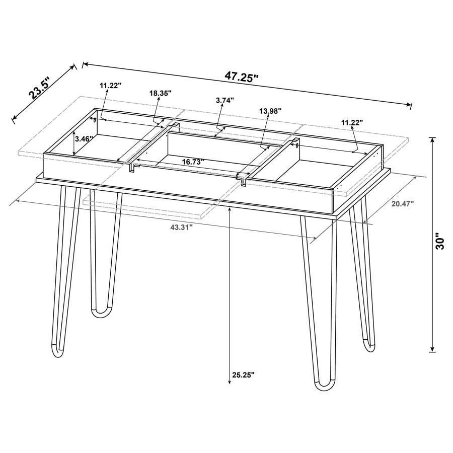 Sheeran 47-inch Writing Desk with Storage Rustic Amber - 802011