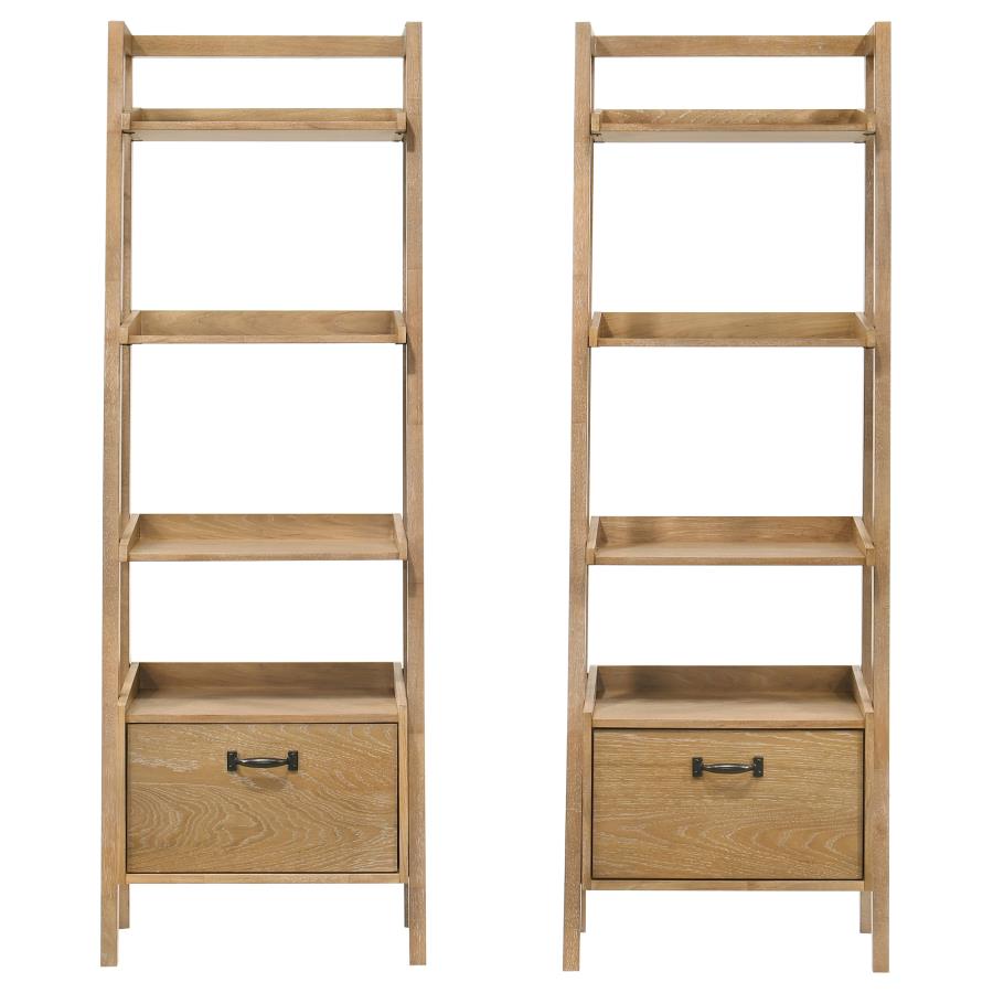 Fabian 2-piece 3-shelf Bookshelf with Drawer Distressed Light Brown - 802043