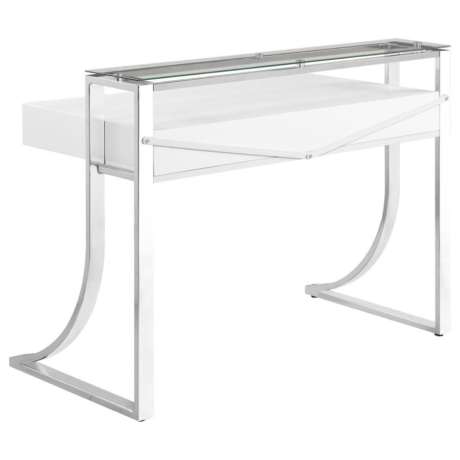 Gemma 48-inch 2-drawer Writing Desk White High Gloss - 802141