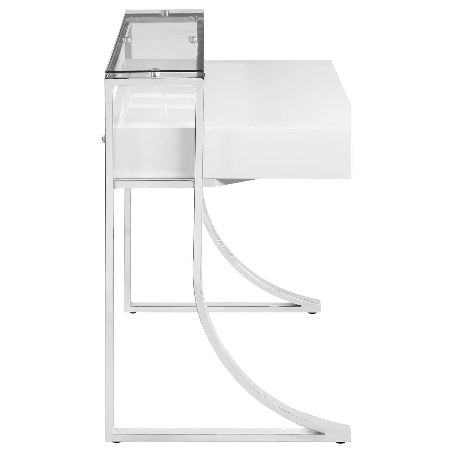 Gemma 48-inch 2-drawer Writing Desk White High Gloss - 802141