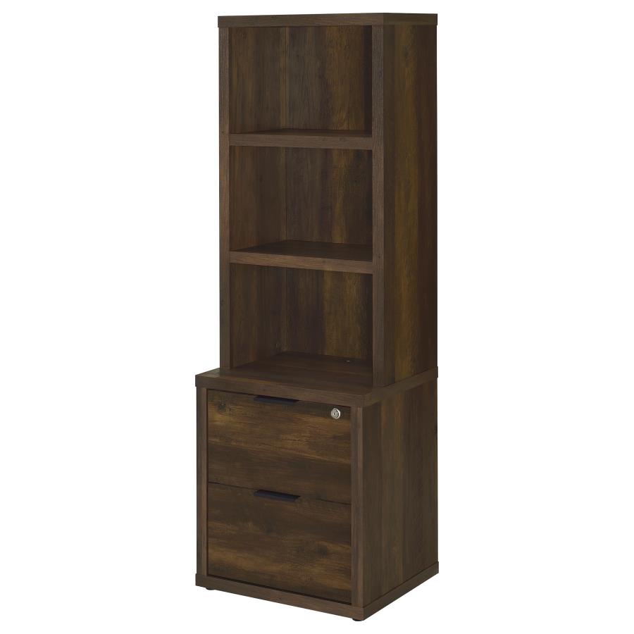 Westpark 3-shelf Bookcase USB and Lockable Drawer Dark Pine - 802713