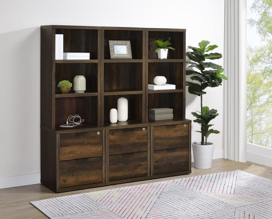 Westpark 3-shelf Bookcase USB and Lockable Drawer Dark Pine - 802713