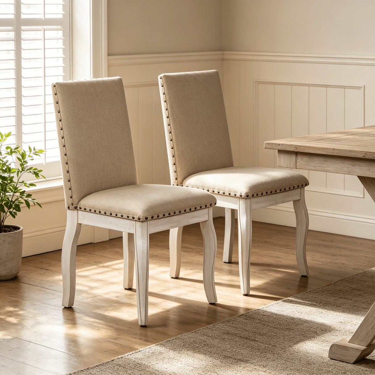 Upholstered Dining Chairs With Nailhead (Set of 2)