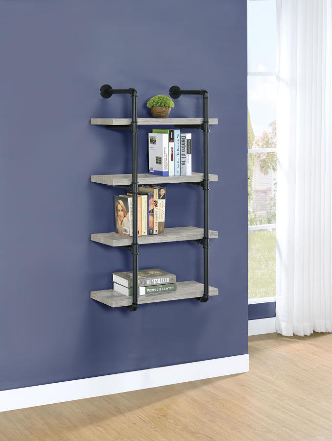 Elmcrest 24-inch 4-shelf Wall Bookshelf Grey Driftwood - 804416