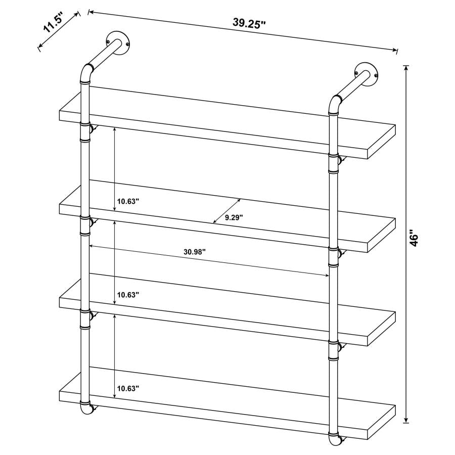 Elmcrest 39-inch 4-shelf Wall Bookshelf Rustic Oak - 804417