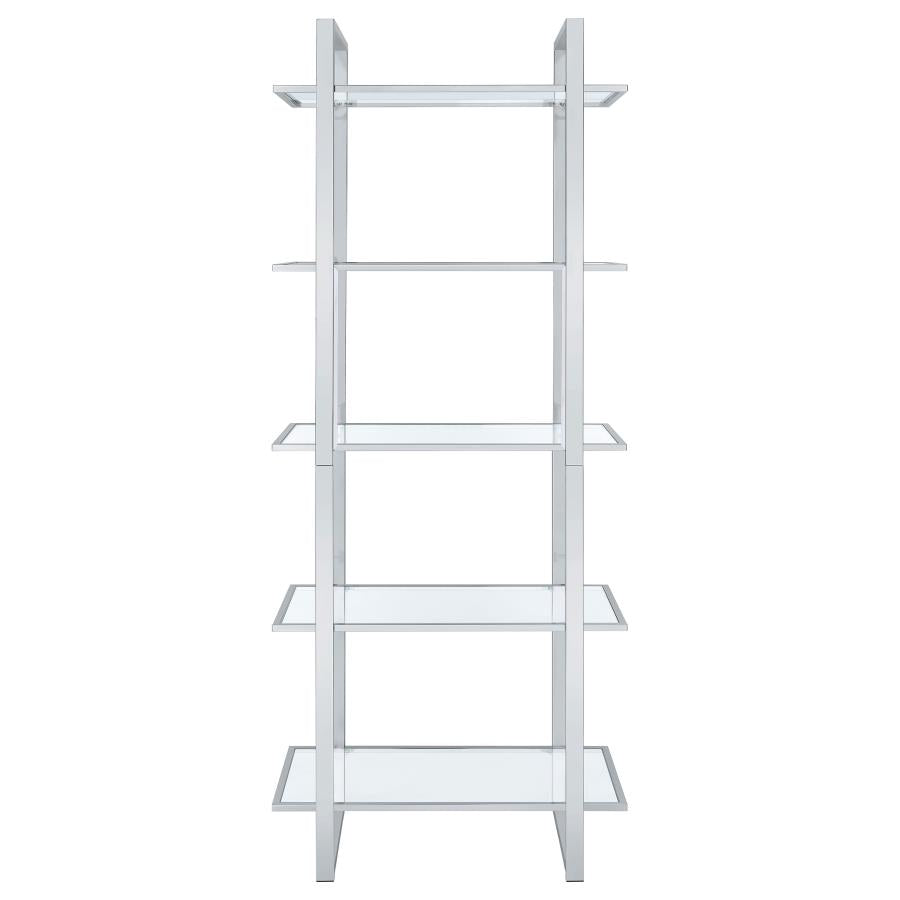 Hartford 79-inch 5-shelf Glass Bookshelf Chrome - 805538