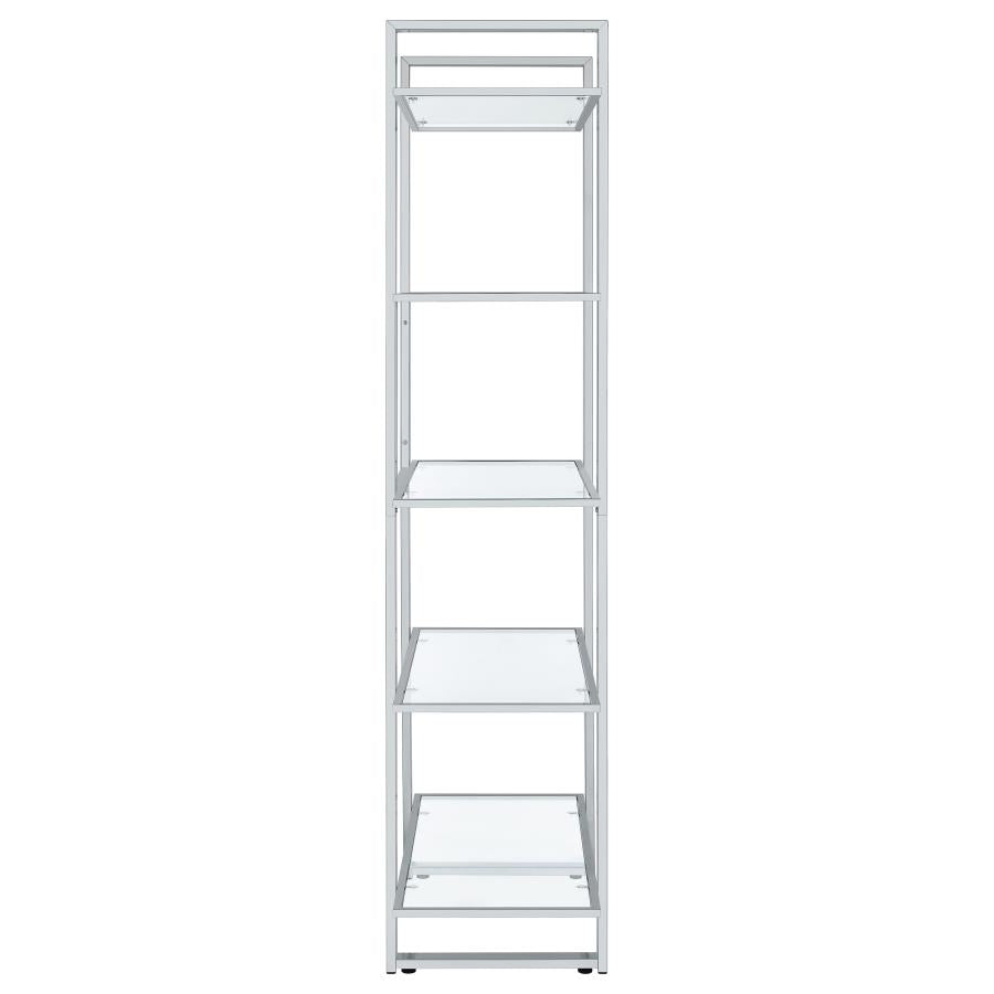 Hartford 79-inch 5-shelf Glass Bookshelf Chrome - 805538