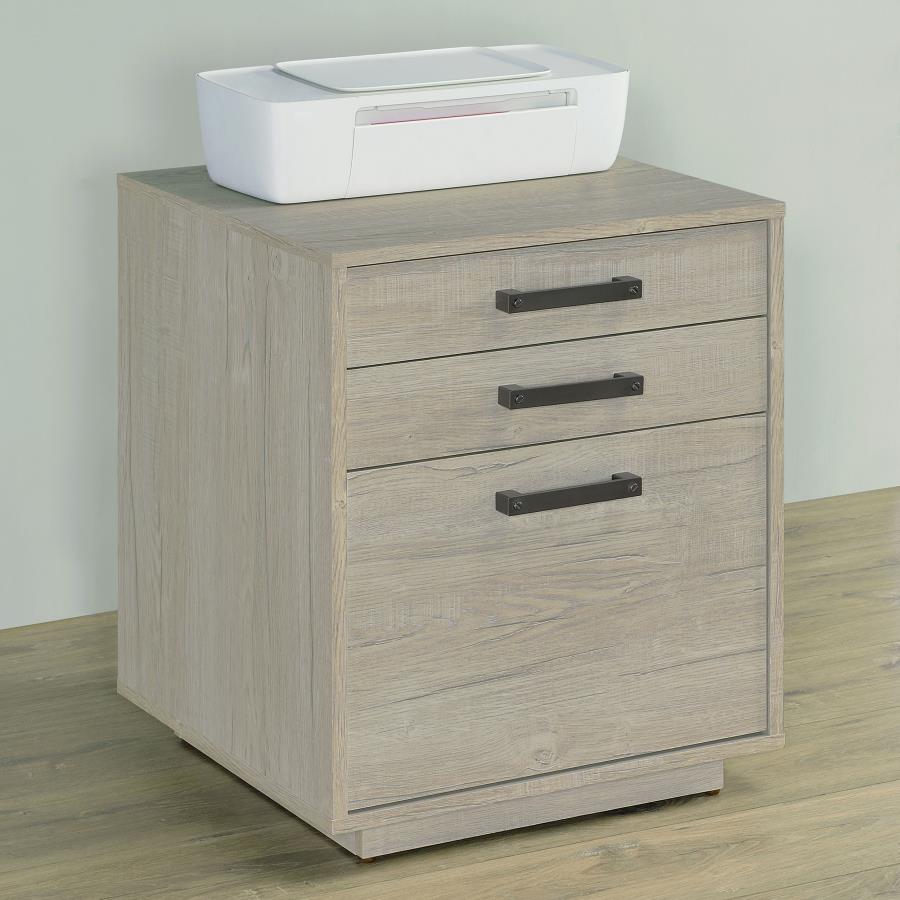 Loomis 3-drawer Home Office File Cabinet Whitewashed Grey - 805882