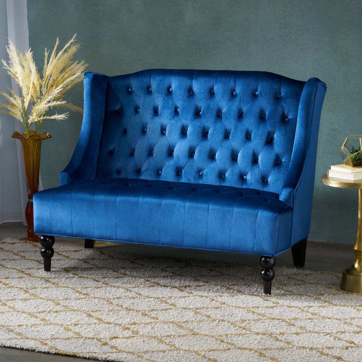 Nurturing - Upholstered Loveseat With Wing Back And Diamond Tufting