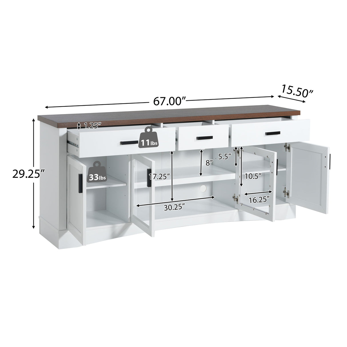 Modern TV Console & Adjustable Shelves