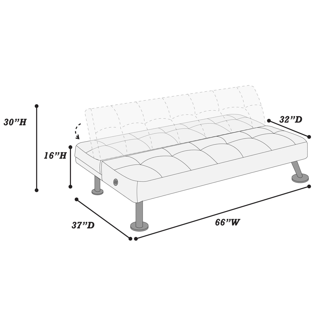 Tufted Sofa With USB Port For Living Room