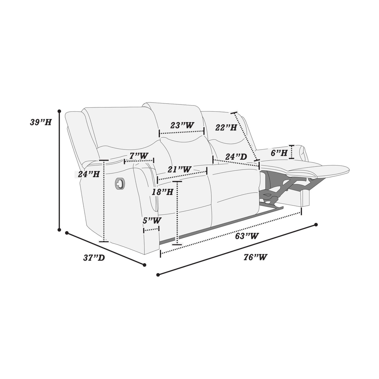 Modern Style Living Room Set, Manual Motion