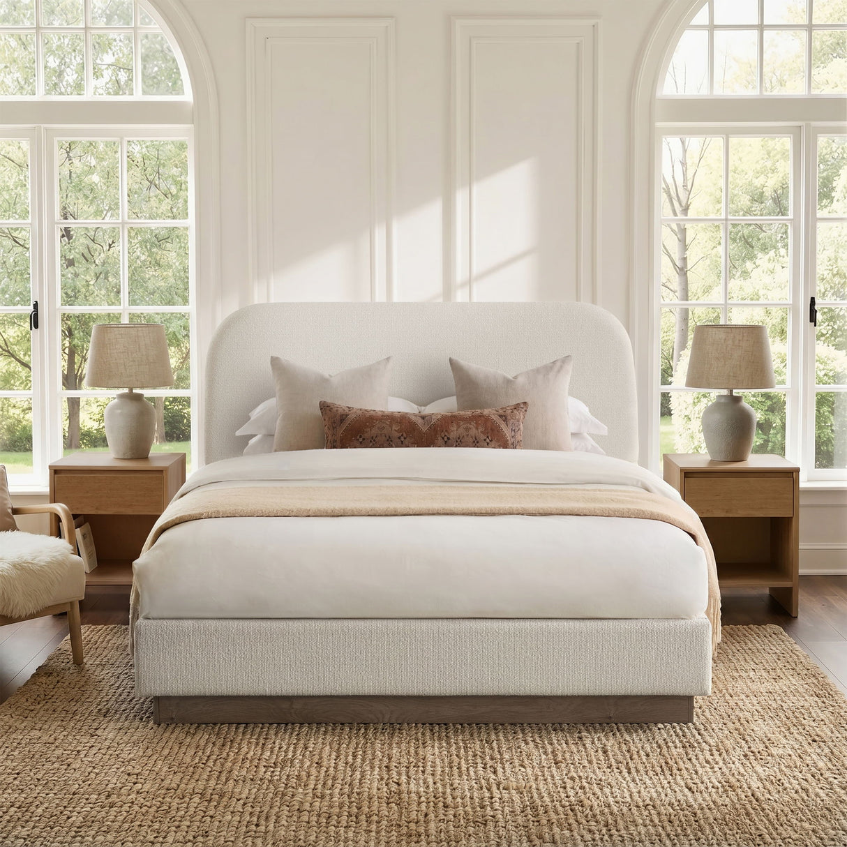 Linton - Upholstered Platform Bed With Curved Headboard