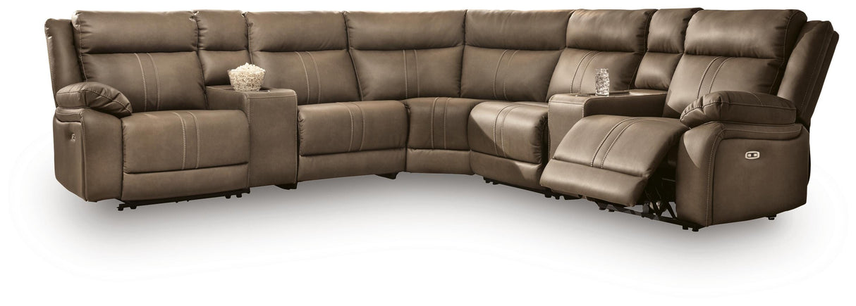 Max-Momentum 7-Piece Power Reclining Sectional with Audio Consoles - PC82305S7