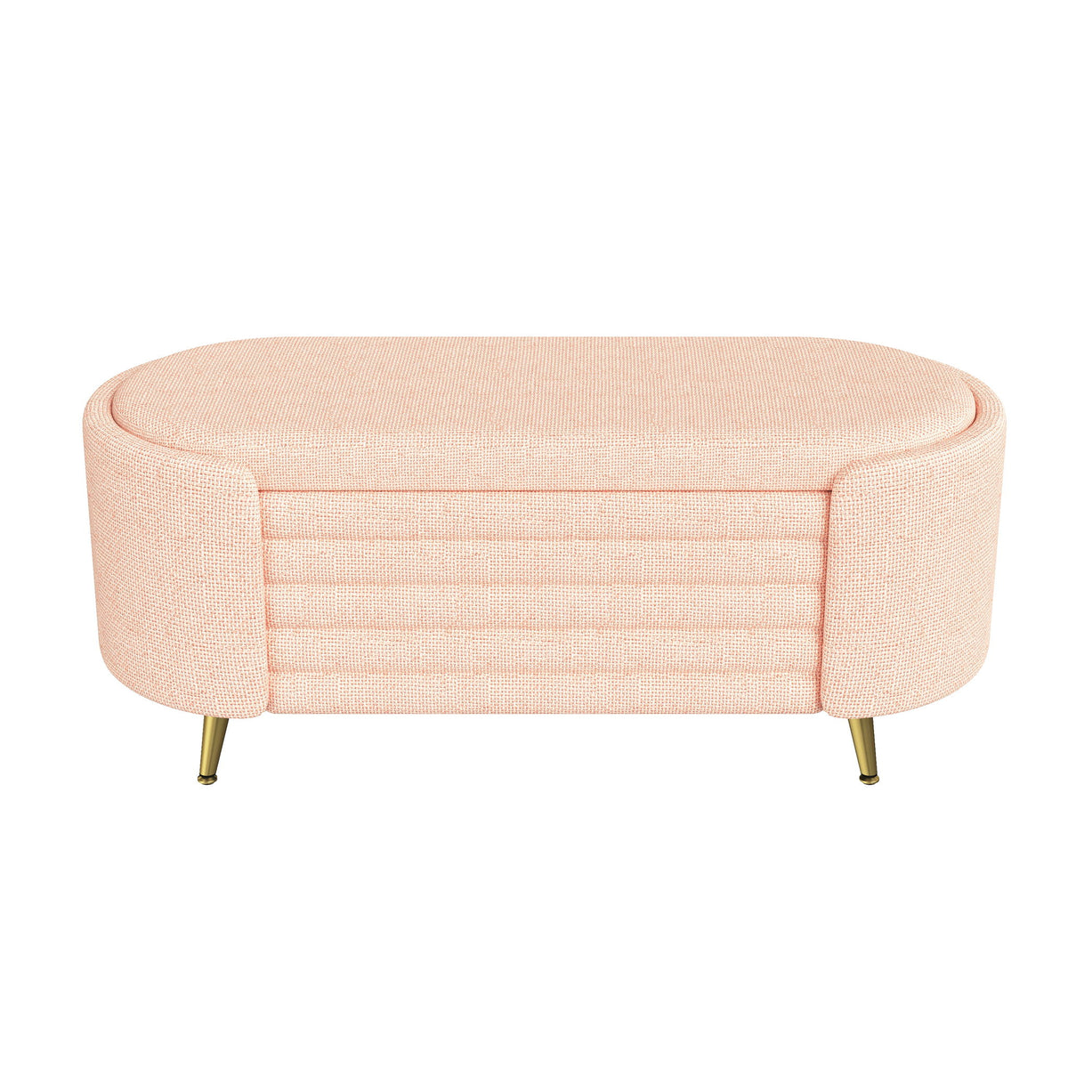 Modern Oval Storage Ottoman With Upholstery