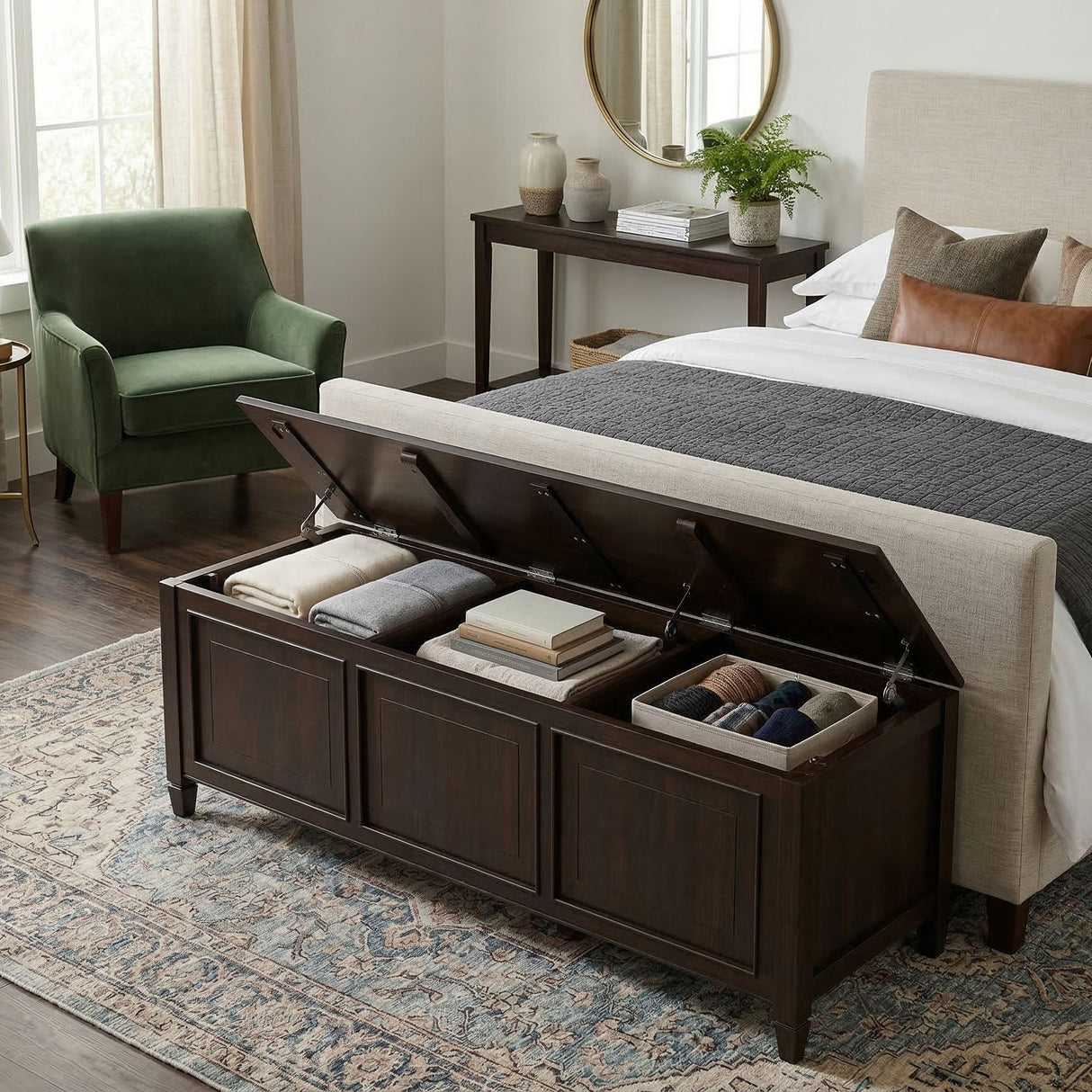 Connaught - Large Storage Bench Trunk - Dark Brown