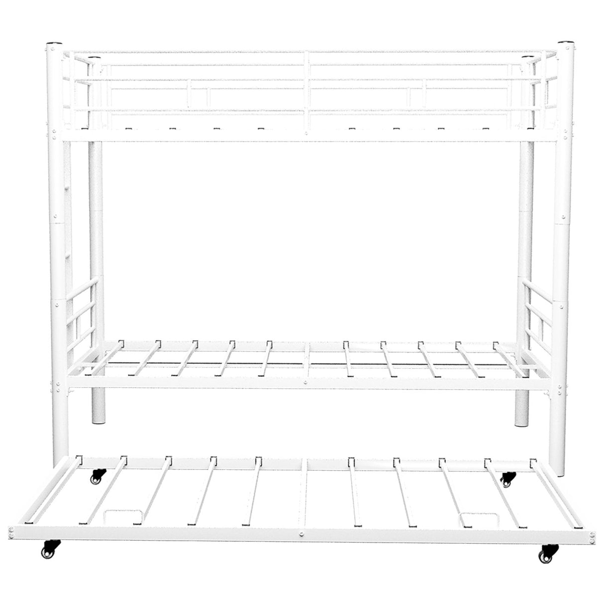 Bunk Bed For Kids, Convertible Frame With Ladders & Guardrail