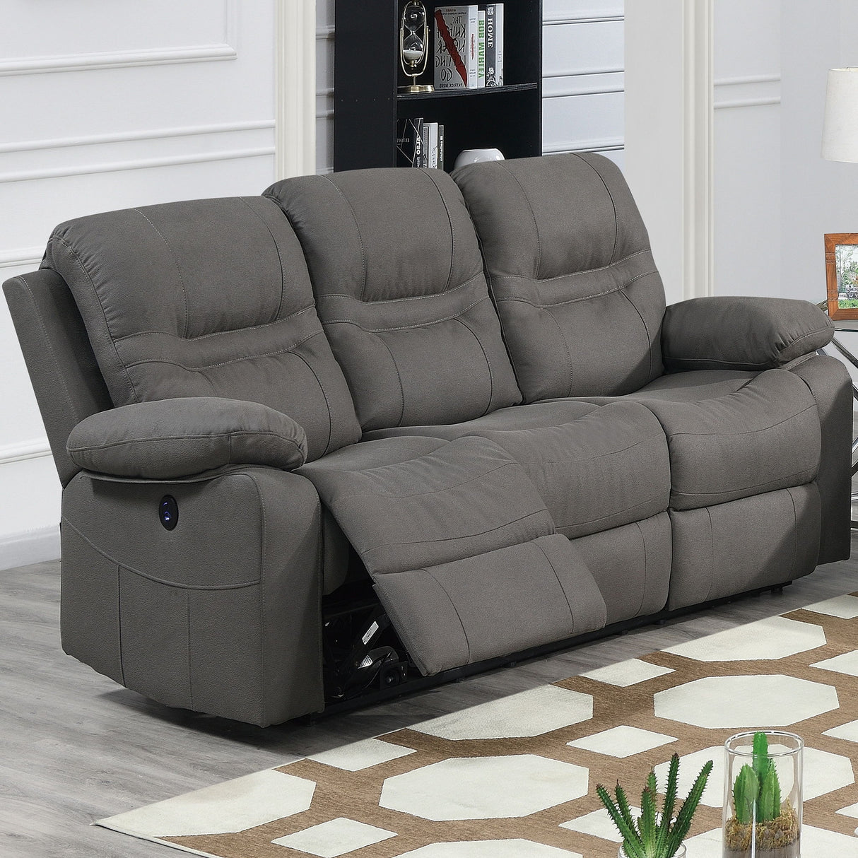 Modern Contemporary Power Reclining Sofa With USB Port