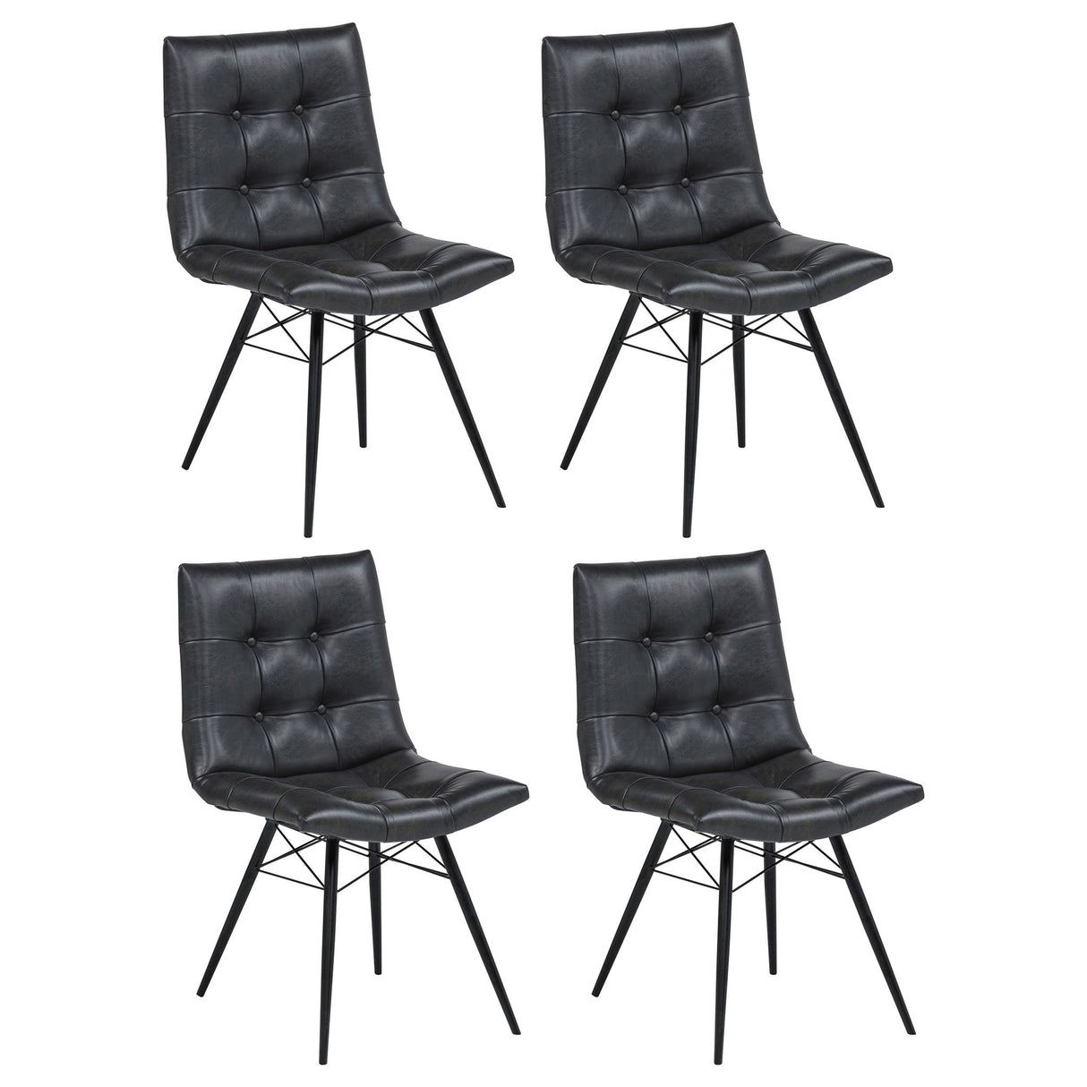 Tufted Back Dining Chairs (Set of 4) - Black