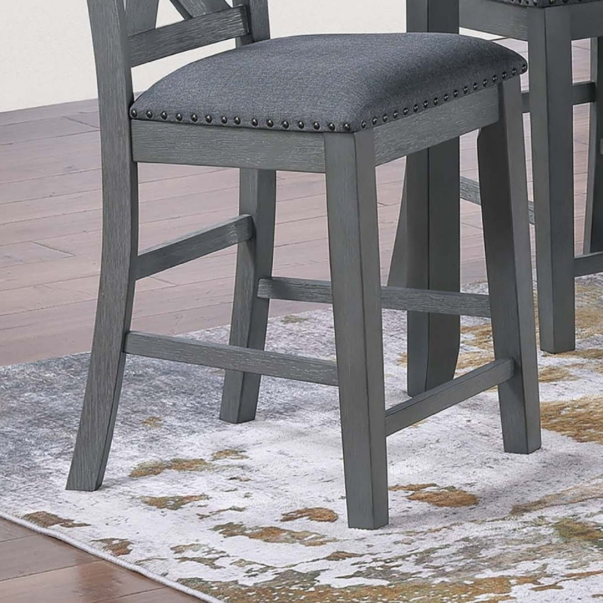 7 Piece Dining Room Furniture, Counter Height Table And 6 Chairs Set - Gray