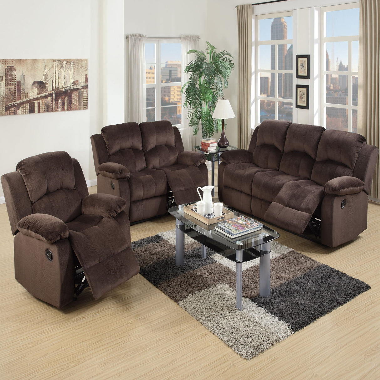 Modern Style Living Room Set With Reclining