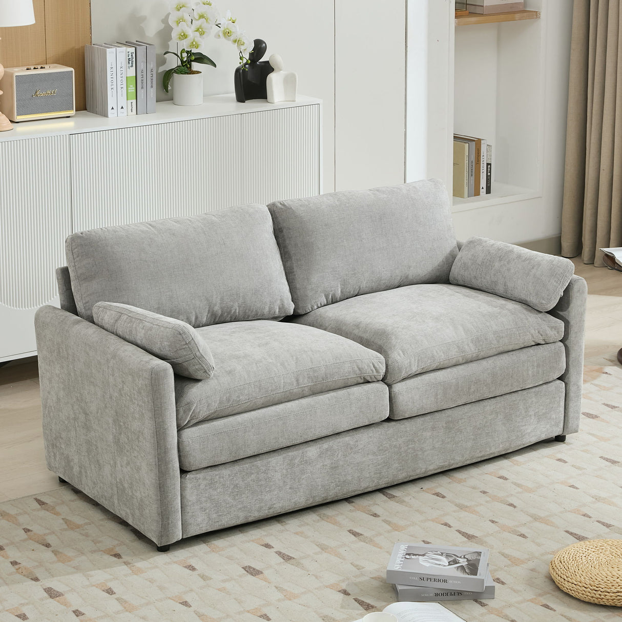 Cozy Upholstered Cushion Loveseat Sofa For Living Room