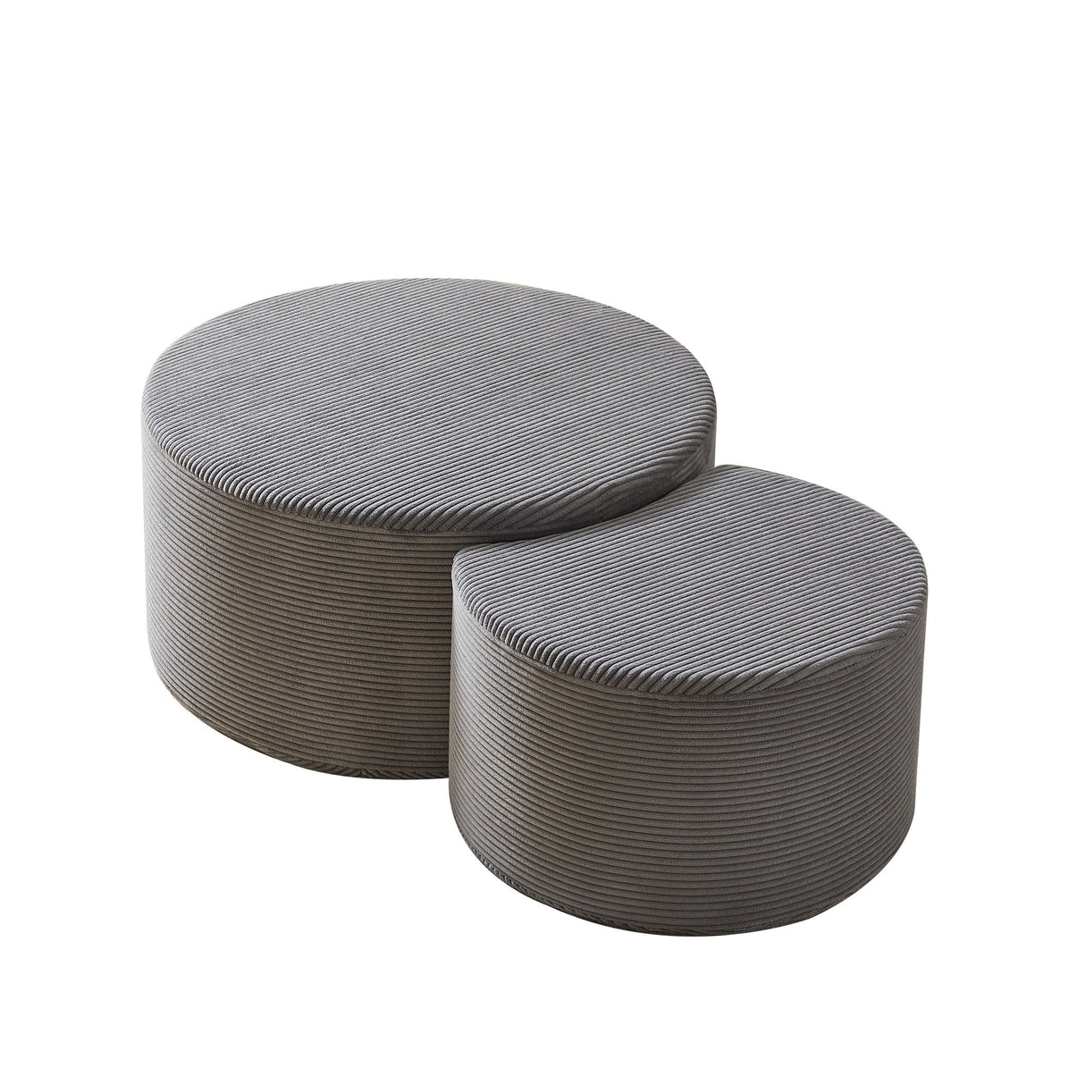 Modern Upholstered Round Coffee Table For Living Room (Set of 2)
