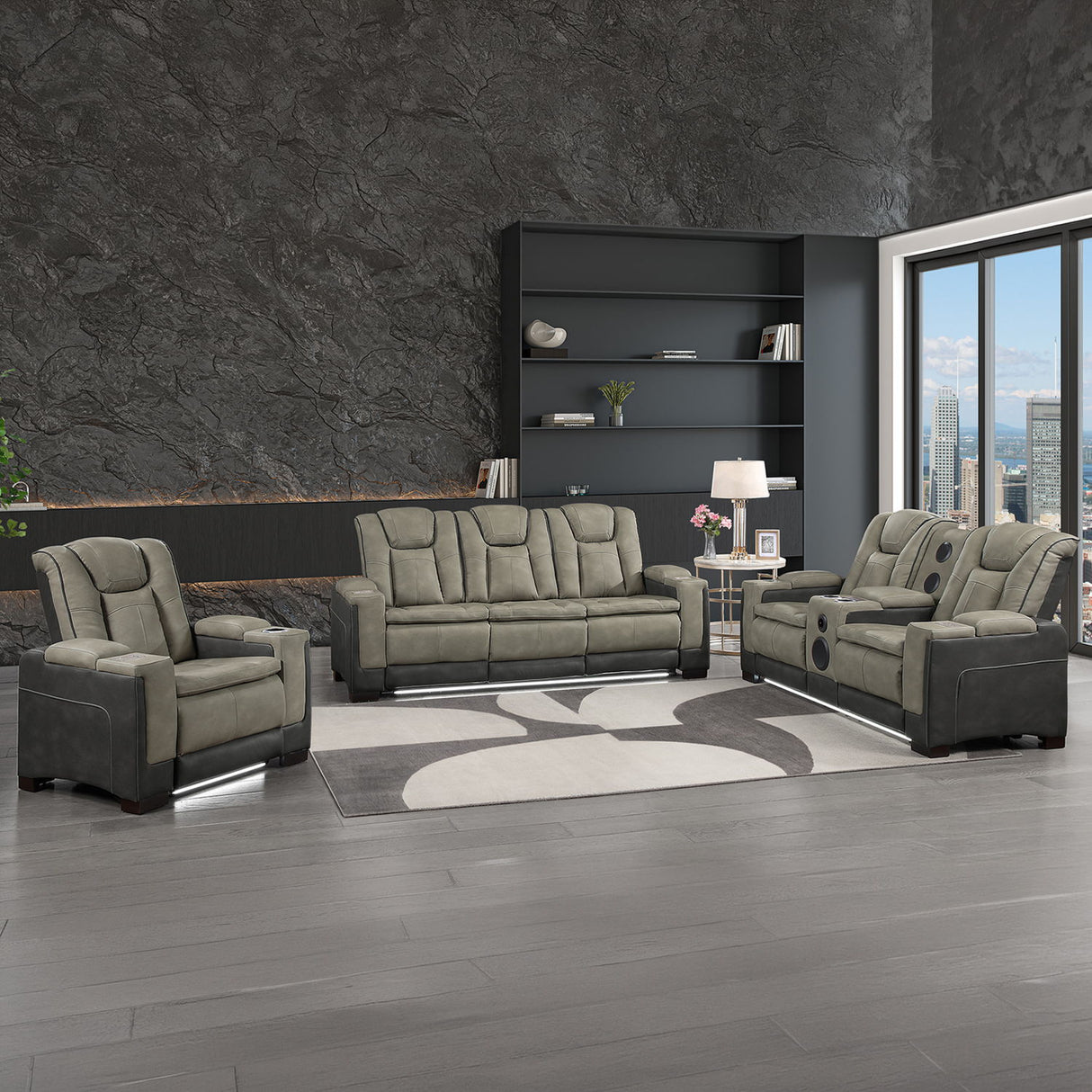 Bruno - Power Reclining Living Room Set With LED Lighting