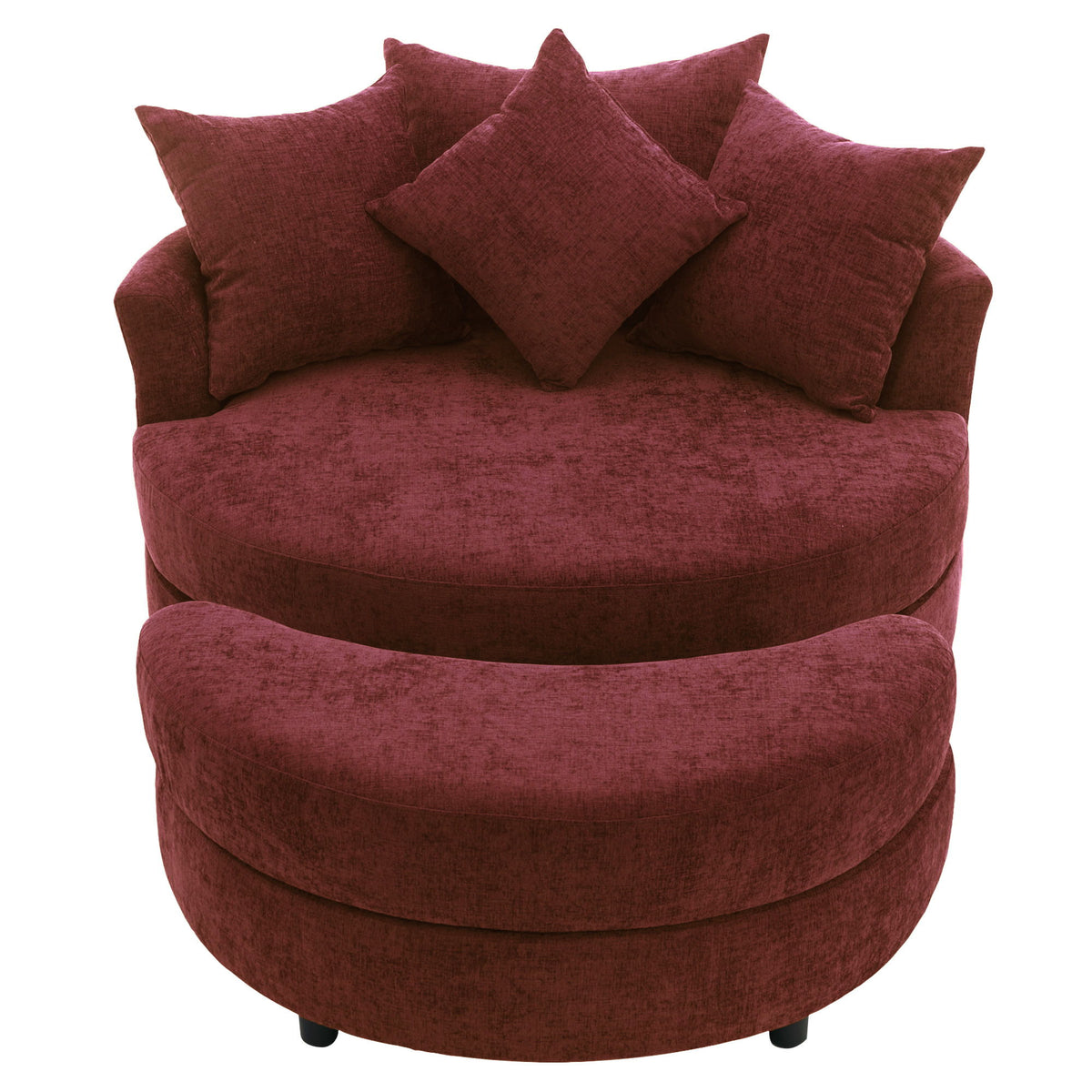 360° Swivel Accent Barrel Chair With Storage Ottoman & 4 Pillows, Modern Leisure Chair Round Accent For Living Room