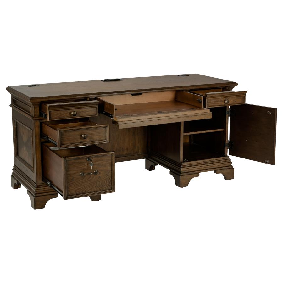 Hartshill 66-inch 5-drawer Credenza Office Desk Burnish Oak - 881282