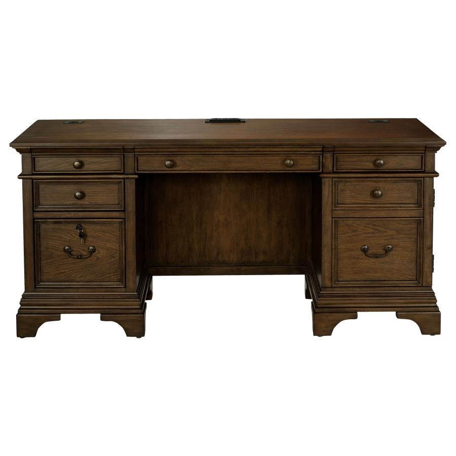 Hartshill 66-inch 5-drawer Credenza Office Desk Burnish Oak - 881282