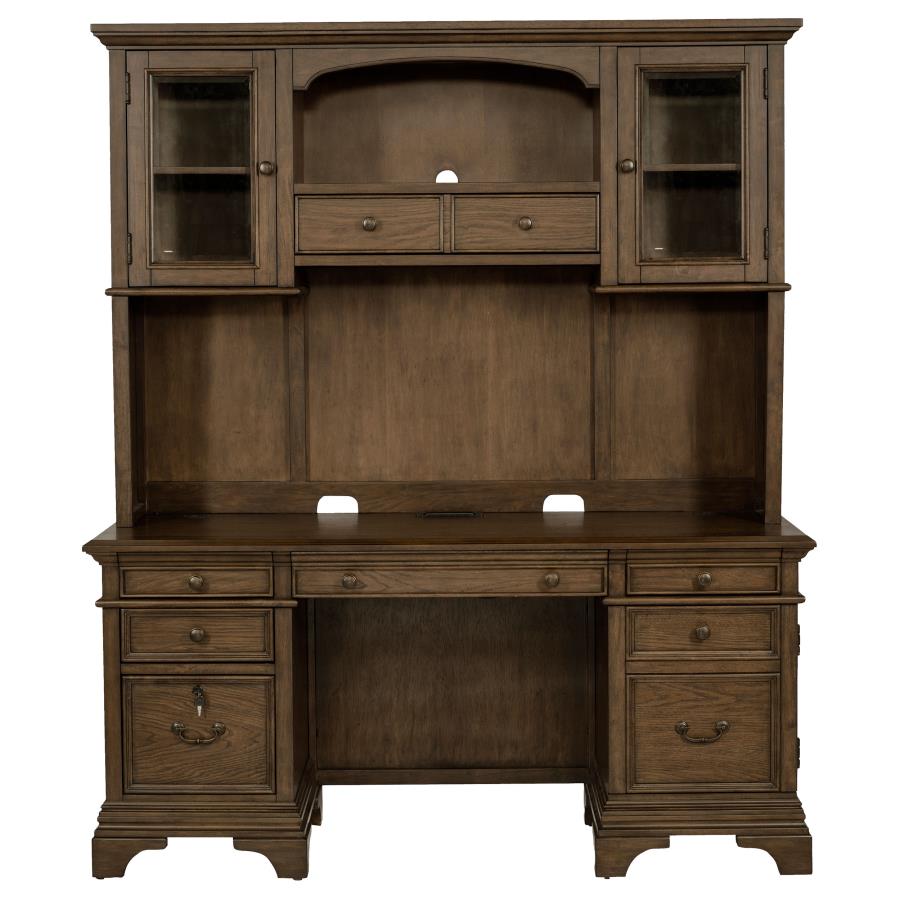 Hartshill 66-inch 5-drawer Credenza with Hutch Burnished Oak - 881283