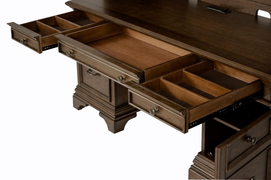 Hartshill 66-inch 5-drawer Credenza with Hutch Burnished Oak - 881283