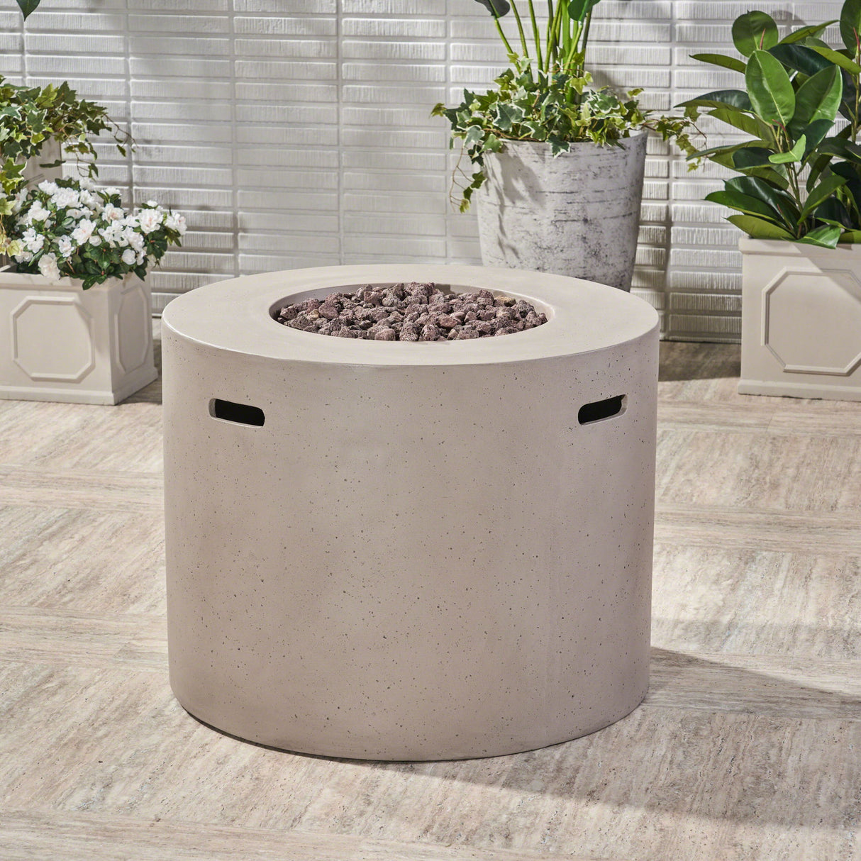 Round Iron Fire Pit With 40, 000 Btu