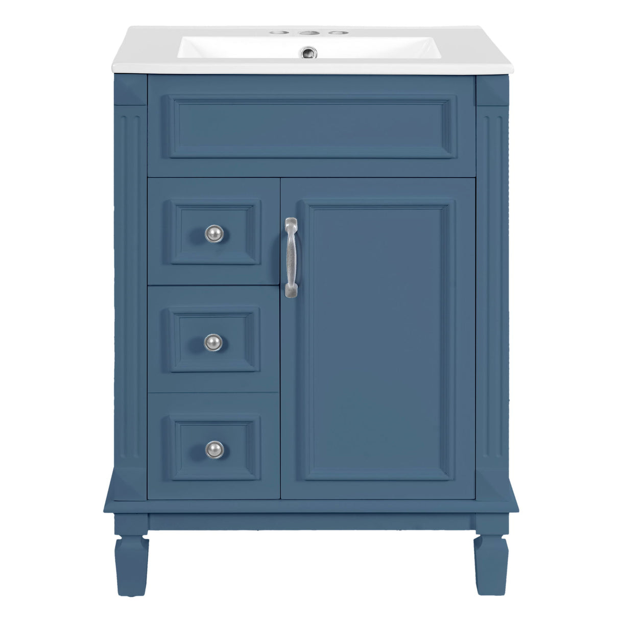 Bathroom Vanity With Sink, Compact Cabinet & 2 Drawers And Adjustable Shelf