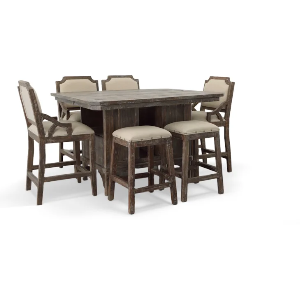 Camry Barnwood Pub Table 4 Barsools & 2 Backless Stools - BARBBWx4+PUB48BW+PUB48BWB+BARFBBW