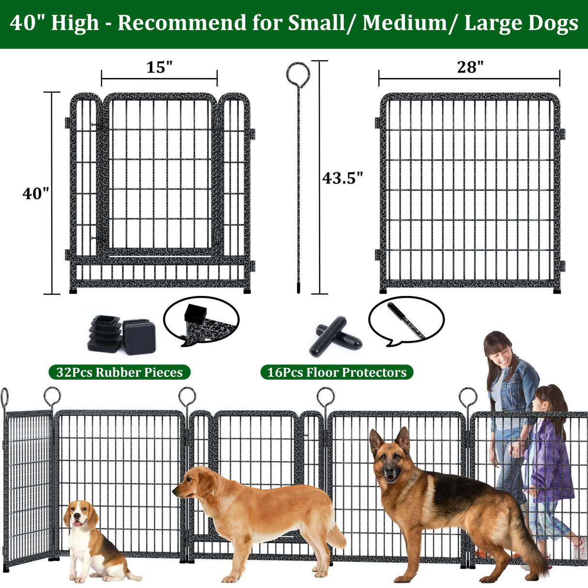 Heavy Duty Dog Playpen Outdoor 16 Piece Panels - Snow Leopard